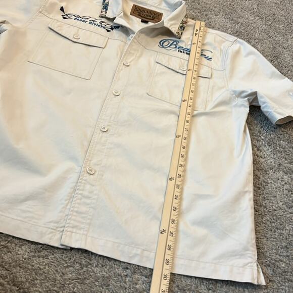🌴 The Grindhouse‎ Denim Co. Beaulieu Sur-Mer Embroidered Shirt 2XL XXL Men’s - Picture 13 of 16